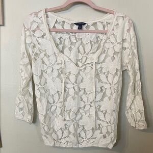 American Eagle Outfitters Cream Lace Blouse